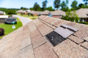Roof shingles in need of repair